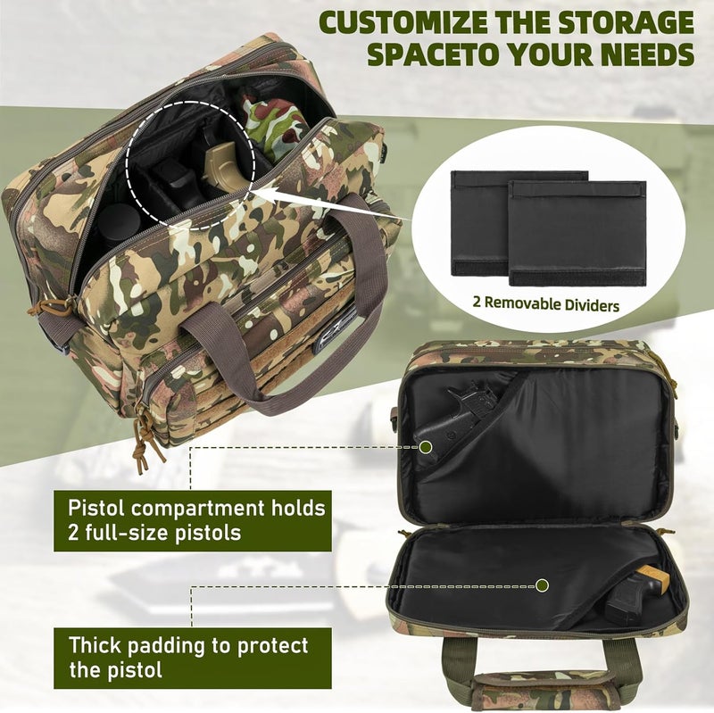 WELIDAY Gun Range Bag, Tactical 2 Pistol Bag for Handguns and Ammo, Firearm Shooting Case with Multi-Pockets, Duffle Bag for Shooting & Outdoor Hunting - Image 4